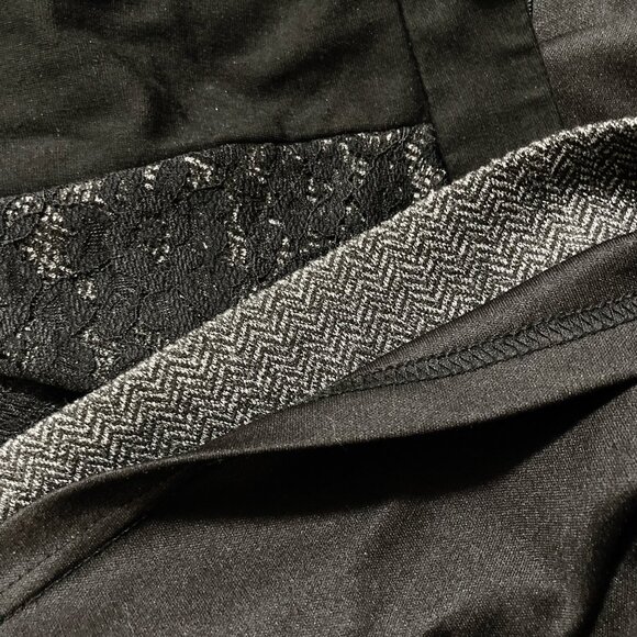RICKI's Black grey herringbone pencil skirt ~ MEDIUM lace detailing goth skirt - Picture 10 of 13